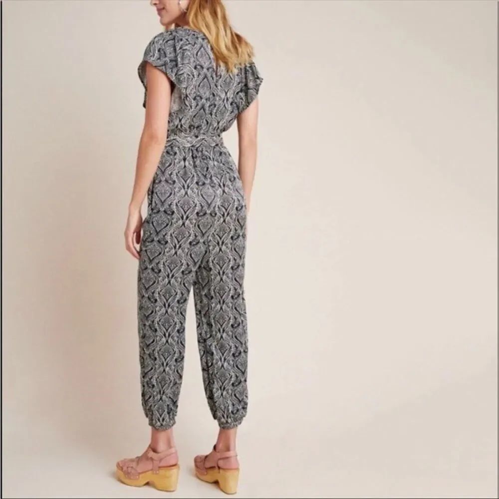 ANTHROPOLOGIE | Zadie Black & White Patterned Belted Jumpsuit Women’s Size 0 - Picture 2 of 14